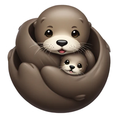 seaotter with her baby seaotter sticker