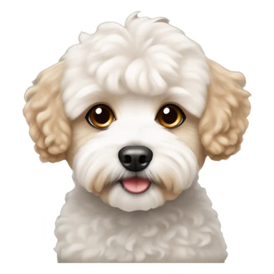 White and light brown maltipoo sticker