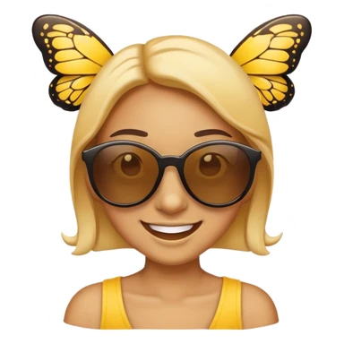 Smiling emoji with butterflies and sunglasses  sticker