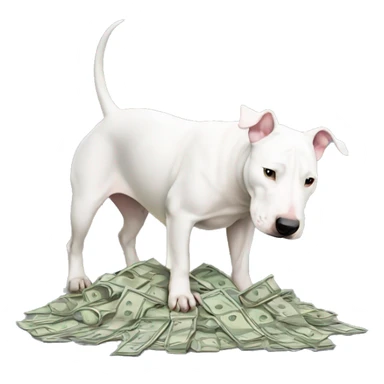 White bull terrier burying money  sticker