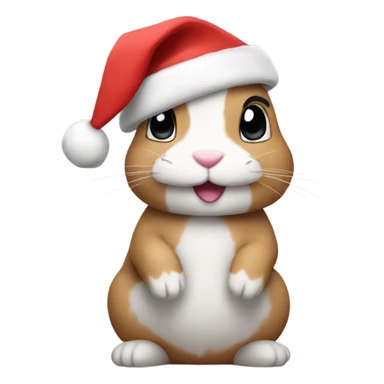 Bunny with christmas hat sending heart sticker