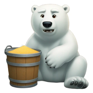 Full boudy polar bear angry with backet hut sticker