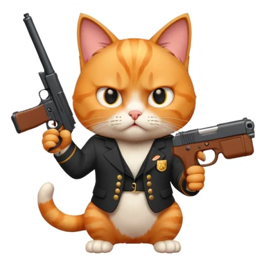 Upset cat with a gun sticker