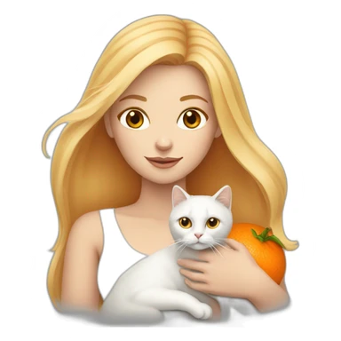Blonde white woman holding an orange and white cat with long hair sticker