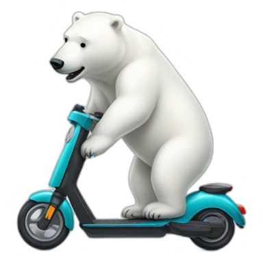 Polar bear on electric scooter sticker