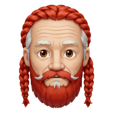 very old, white bearded and white mustached, red long haired, braided, earringed sticker
