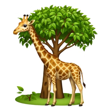 giraffe eating leaves from a tree sticker