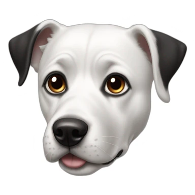 60 pound white and black dog with patch on right eye and one ear in attention sticker