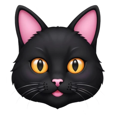 Black cat head with pink node on his ear sticker