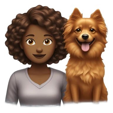 Ginger girl with wavy hair and black female spitz sticker
