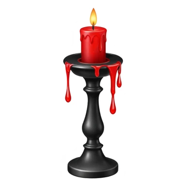 A gothic black candlestick with dripping red wax. sticker