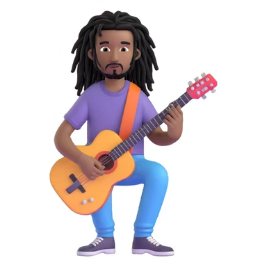 Steve Lacy with black dreads and guitar sticker