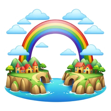 Rainbow Bridge – Arched rainbow connecting flying islands. sticker