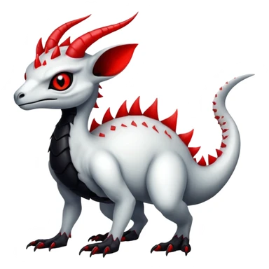 a translucent white with black belly and red eyes exotic edgy vernid-fionbri-creature full body sticker