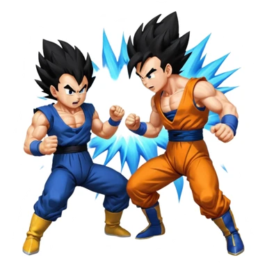 Goku vs Vegeta clashing punching struggling querral fight  sticker