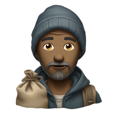 Homeless man with bindle sticker