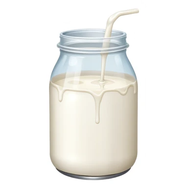 a jar of milk but the top is sticky and its dripping but theres no lit, and also no straw sticker