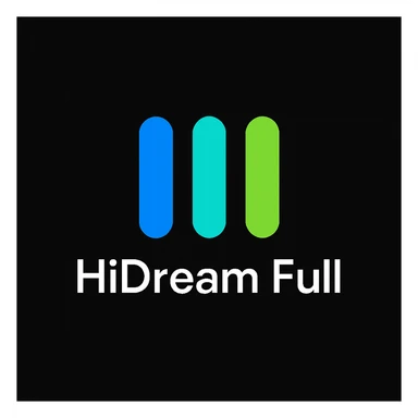 create high dream logo like this with text "HIDream Full", black background  sticker