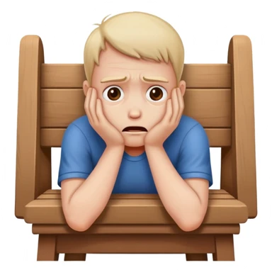 Scared human sit on a chair, head in the hands, scared sticker