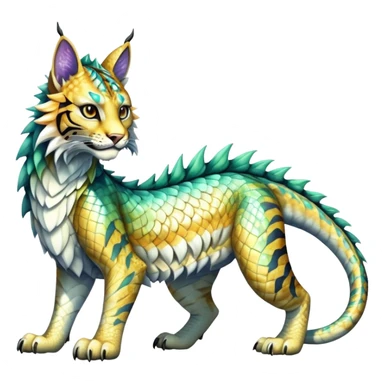 Shiny exotic iridescent Dragon-Tiger-type Lynx-Bobcat-Fakémon-creature full body sticker