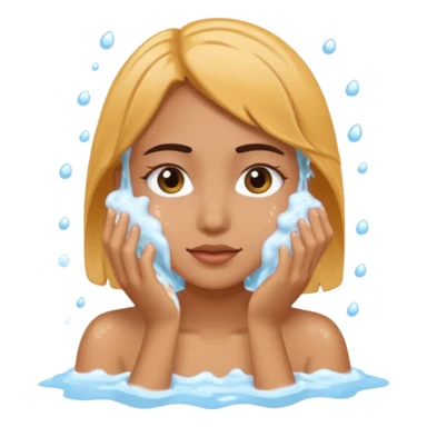 a female washing her face outside of shower  sticker