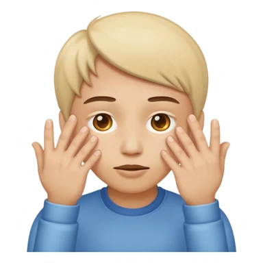 Covering the face with hands and peeping through your finger sticker