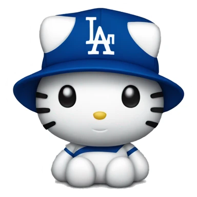 hello kitty wearing a dodgers hat sticker