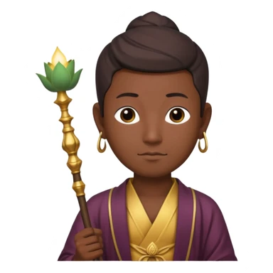 asian man with lotus, scepter, buddhism, lotus sticker