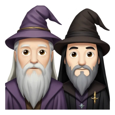 Dumbledore wizard with long white beard and Snape with black hair together sticker