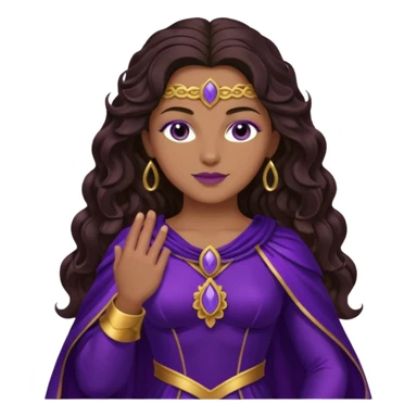 Hyacinth, Divine Hero from Gods and Goddesses with long dark brown wavy hair, deep purple outfit, tan skin sticker