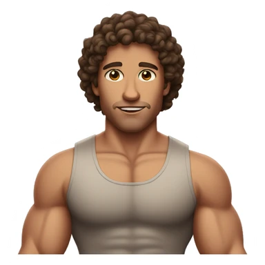 Curly brunette haired man with muscles  sticker
