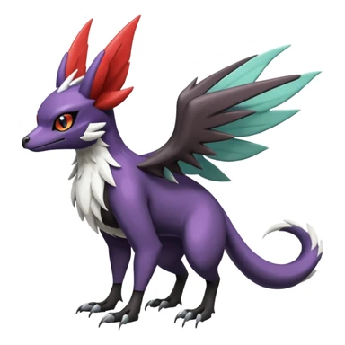 Shiny Noibat-Noivern-Mightyena-Silvally-Fakémon-hybrid-creature (full body)  sticker