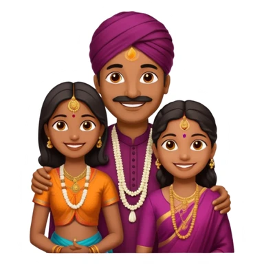 South indian hindu family with a 70 years old father and mother and one 40 years old daughter. They wear a traditional dress. They are smiling. sticker