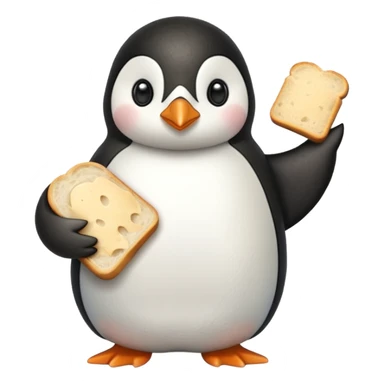 a penguin holding a loaf sticker