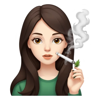 girl with long dark brown hair brown eyes and pale skin smoking marijuana vape high sticker