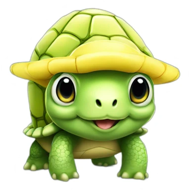 A cute little turtle with a banana on his head sticker