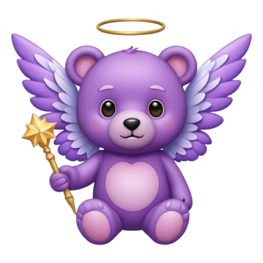Purple fairy teddy with wings and a wand sticker