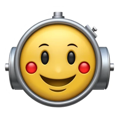 Industrial mechanical motor with a smiley face, emoji for the new electric music genre Motor breaks must be friendly and sellable must be small but clear child friendly, ready to use as a logo sticker