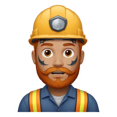 construction worker with beard, ginger haired and lot of face tattoos scary looking sticker