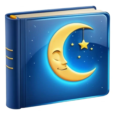 dark neon blue glass book, moon on the cover sticker