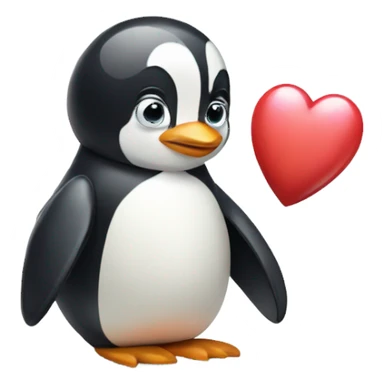 Penguin  holding a love heart  sticker