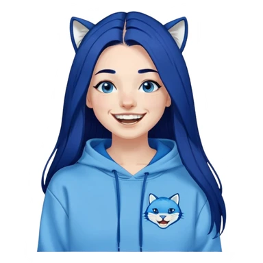 Laughing-long-straight-dark-blue-hair-blue-eyes-thick-black-eyeliner-really-thick-really-long-eye-lashes-sky-blue-puma-no-ears-hoodie-sweatshirt-hoop-in-right-nostril sticker