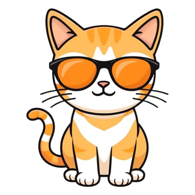 Pale orange tabby cat with sunglasses sticker