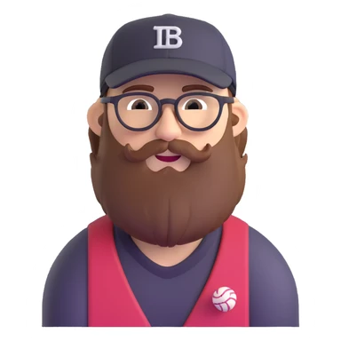 adventurer with beard, glasses and backwards baseball cap sticker