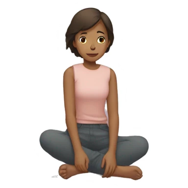 simplistic flattened girl sitting on ground sticker