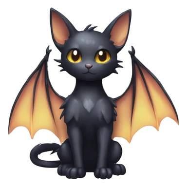 Shiny Shy Cool Black beautiful fantasy Kawaii Ethereal Sona Fakemon-bat-cat-animal Full Body sticker