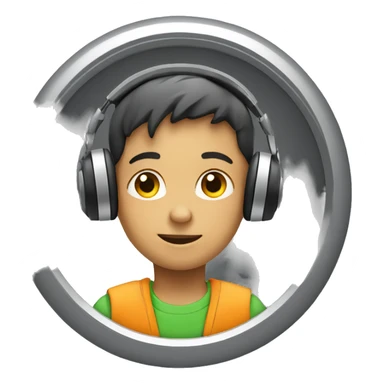 Kid boy in a wheel chair with head phones on sticker