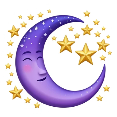 Violet crescent and stars scenery aesthetic decorations sticker