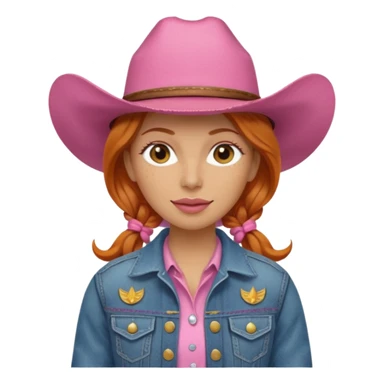 ginger cowgirl with pink hat sticker