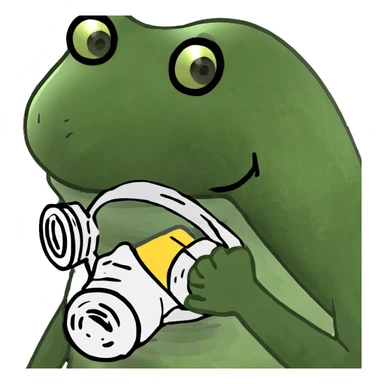 frog wearing a gas mask like a stalker sticker